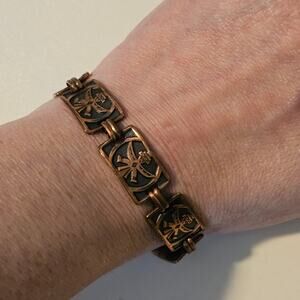 Vintage Native American Copper Kachina Linked Bracelet Southwest Style
